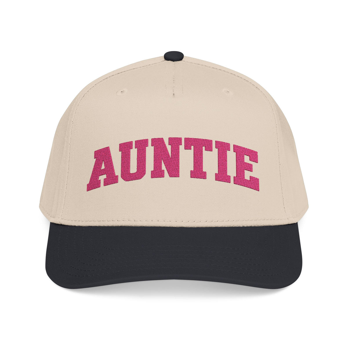 Auntie Baseball Cap — Pink Text Mid-Profile Hat