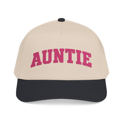 Auntie Baseball Cap — Pink Text Mid-Profile Hat