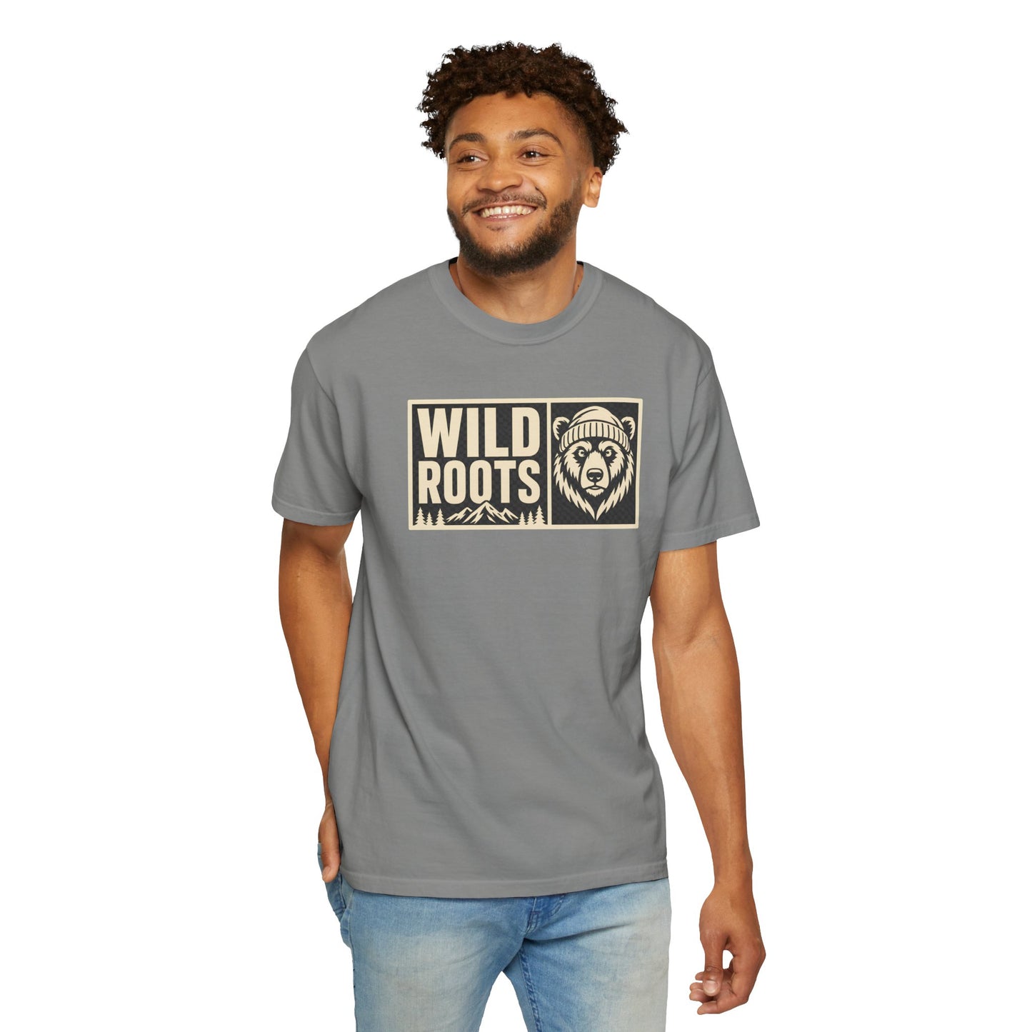 Wild Roots Bear Logo T-Shirt | Mountain Nature Outdoors, Comfort Colors