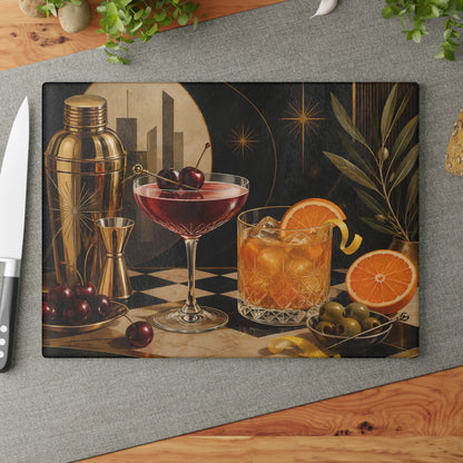 Cocktail Glass Cutting Board — Vintage Bar Art Glass Chopping Board