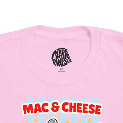 Mac & Cheese Club Toddler Tee — Cute Kids Food Graphic Shirt