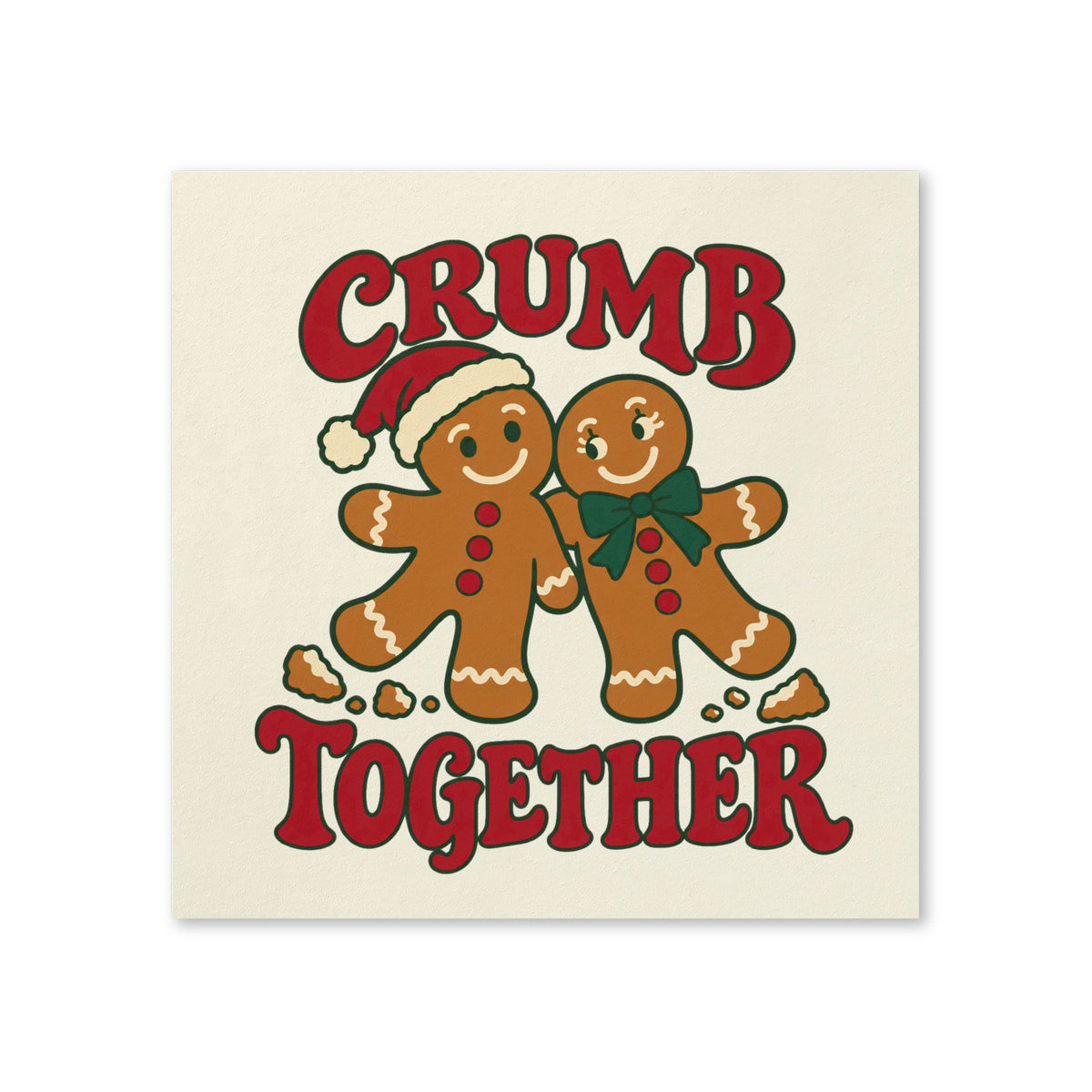 Holiday Napkins — "Crumb Together" Gingerbread Couple Party Napkins