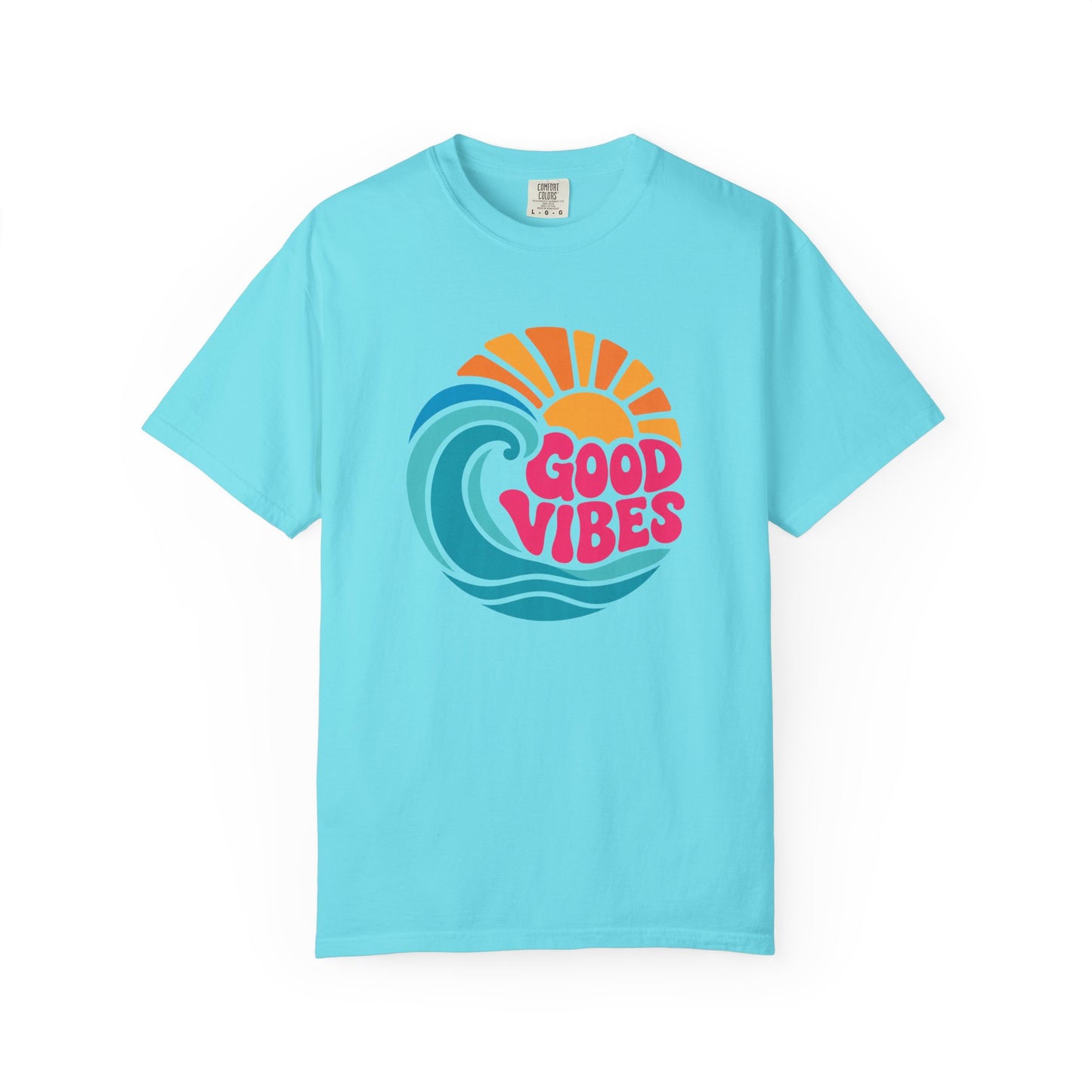 Good Vibes Ocean Retro Beach Graphic T-shirt | Summer Wave Coastal Vacation Tee