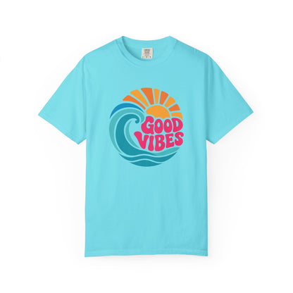 Good Vibes Ocean Retro Beach Graphic T-shirt | Summer Wave Coastal Vacation Tee