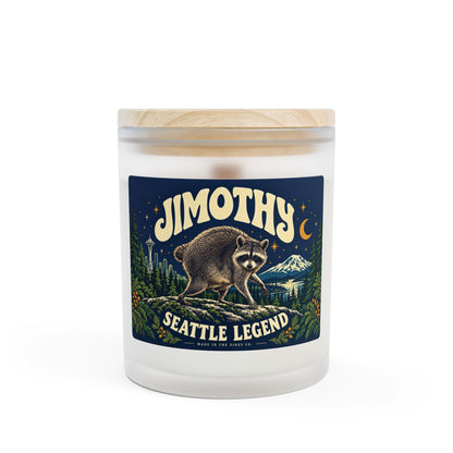 Seattle Raccoon Candle — 'Jimothy' Frosted Glass 11oz Scented Candle