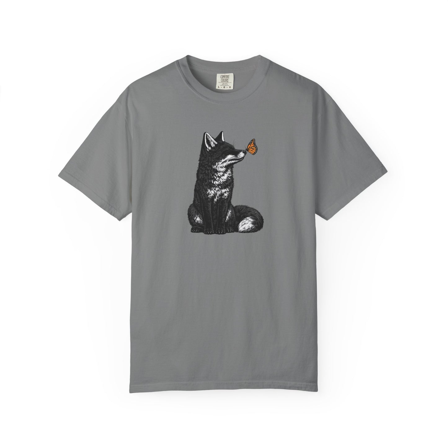 Butterfly Kissing Fox T-Shirt | Fox and Butterfly Illustration Tee