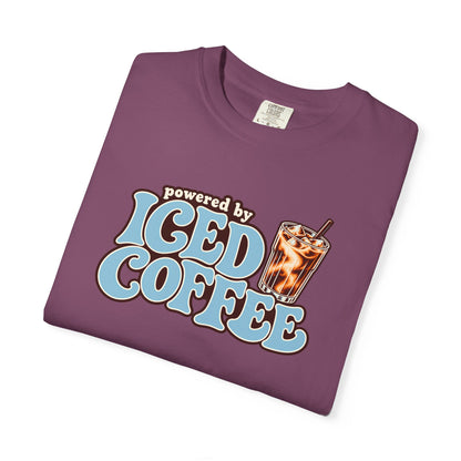 Iced Coffee Graphic T-Shirt — "Powered by Iced Coffee" Retro Coffee Tee