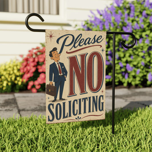 Please No Soliciting Vintage Garden & House Banner | Retro Sign Banner