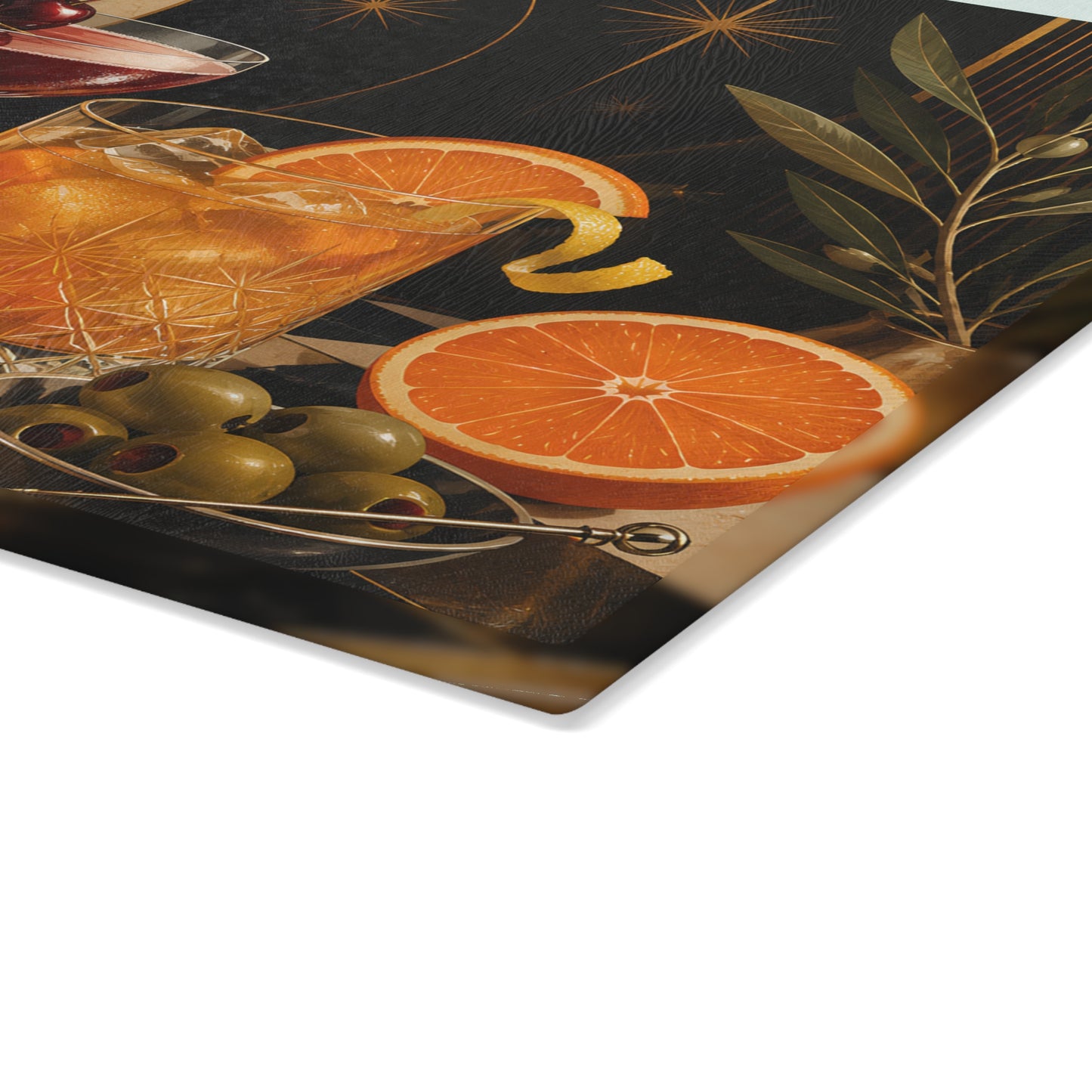 Cocktail Glass Cutting Board — Vintage Bar Art Glass Chopping Board