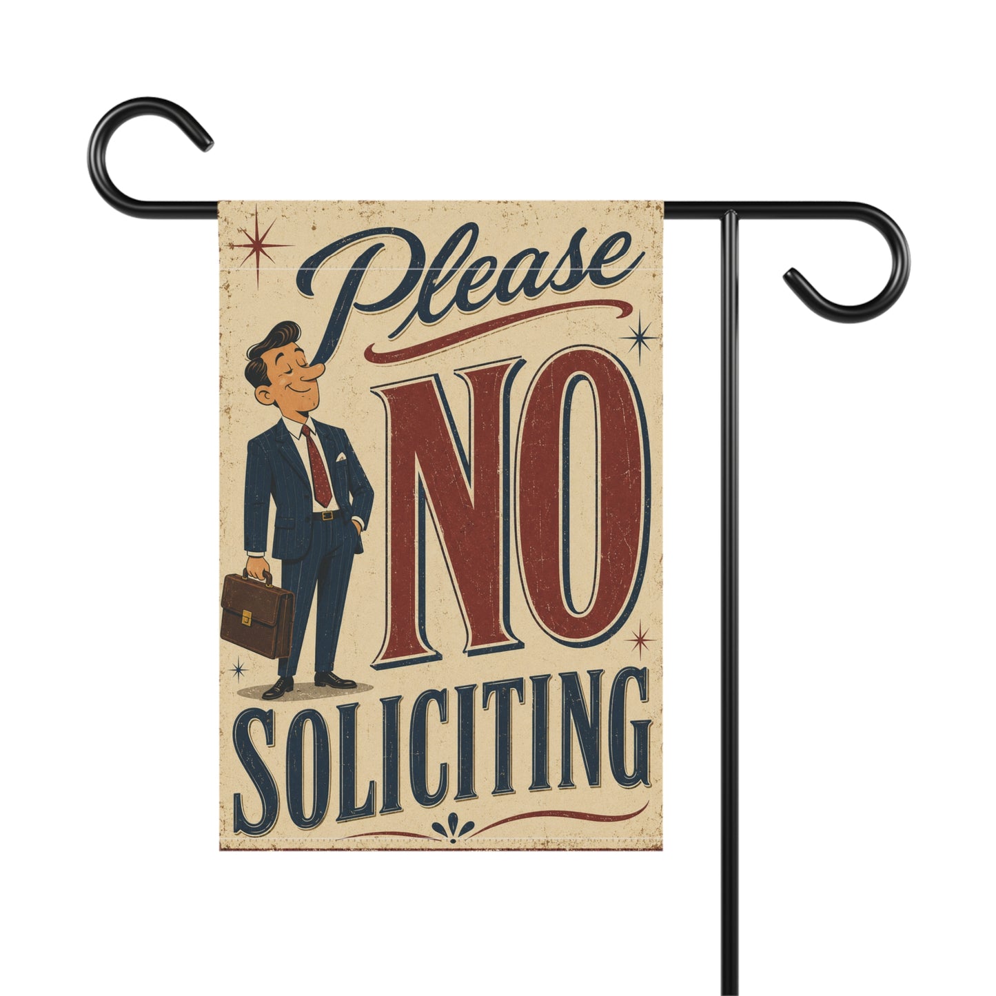 Please No Soliciting Vintage Garden & House Banner | Retro Sign Banner