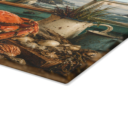 Coastal Crab Kitchen Glass Cutting Board – Nautical Seafood Coastal Décor