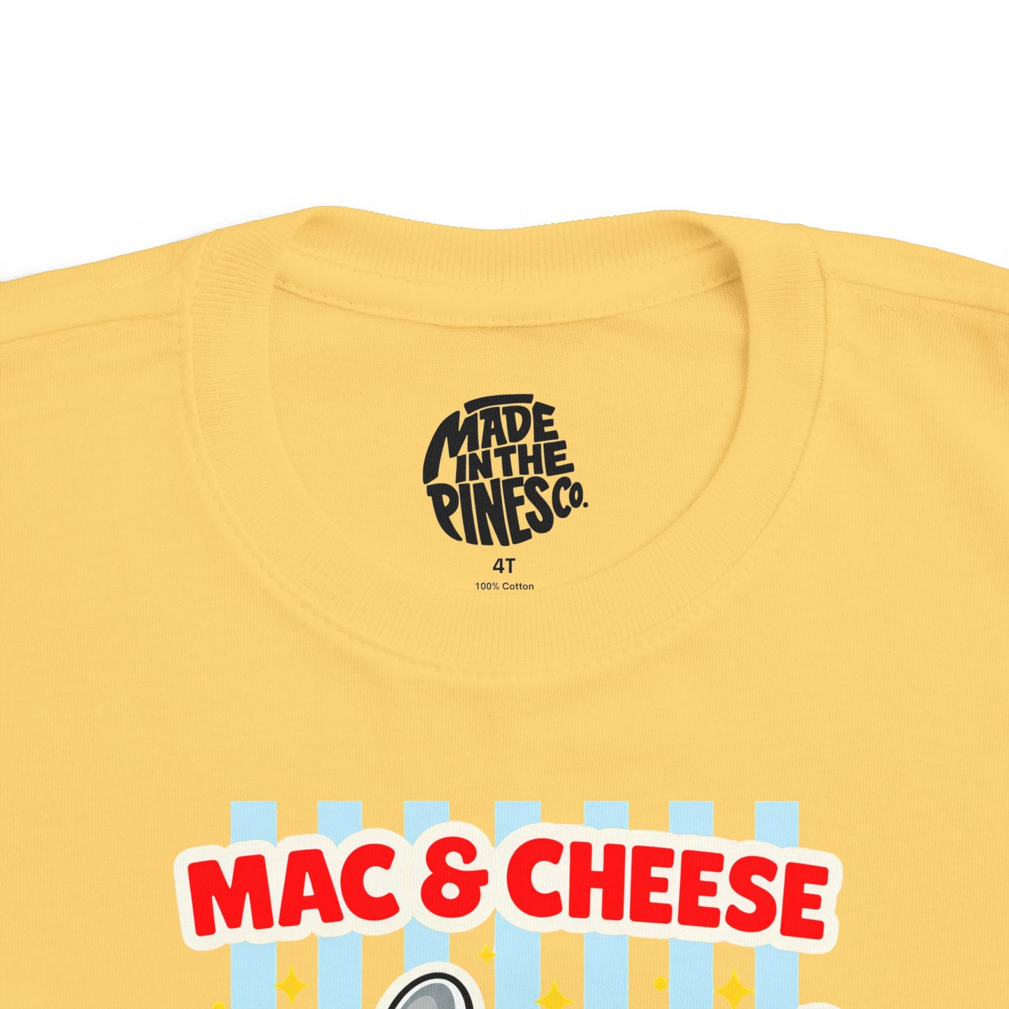 Mac & Cheese Club Toddler Tee — Cute Kids Food Graphic Shirt