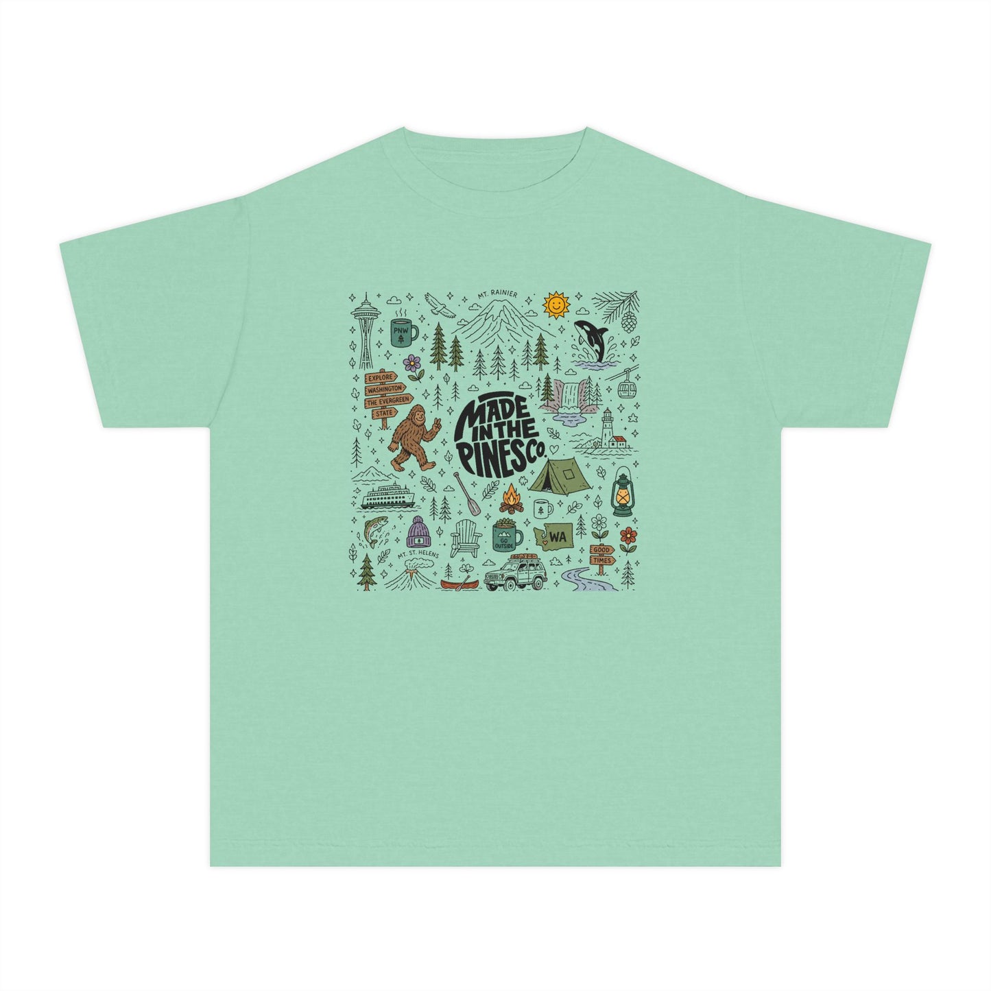 Pacific Northwest Pines Doodle Youth Tee