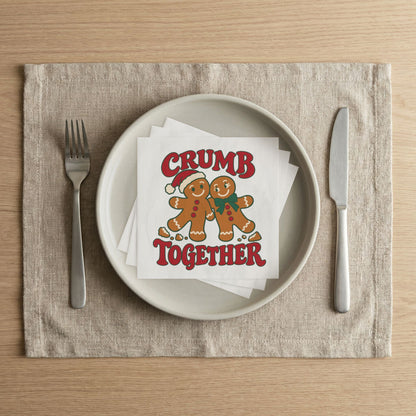 Holiday Napkins — "Crumb Together" Gingerbread Couple Party Napkins