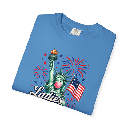 Ladies Love Liberty Statue of Liberty T-Shirt | American Flag Fireworks