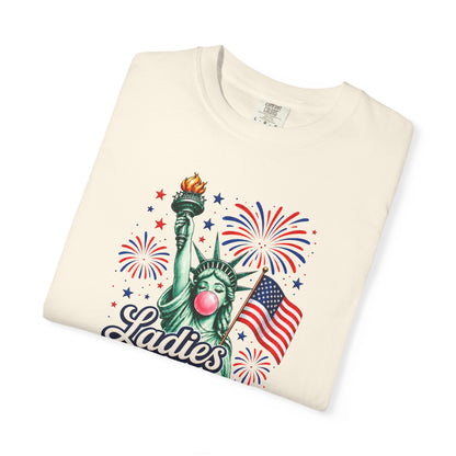 Ladies Love Liberty Statue of Liberty T-Shirt | American Flag Fireworks