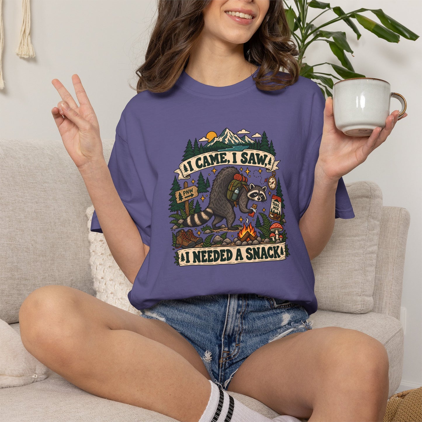 T-Shirt - 'I Came, I Saw, I Needed a Snack' Bear Camping Graphic