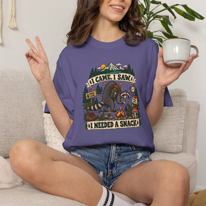 T-Shirt - 'I Came, I Saw, I Needed a Snack' Bear Camping Graphic