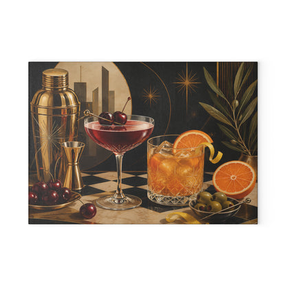 Cocktail Glass Cutting Board — Vintage Bar Art Glass Chopping Board