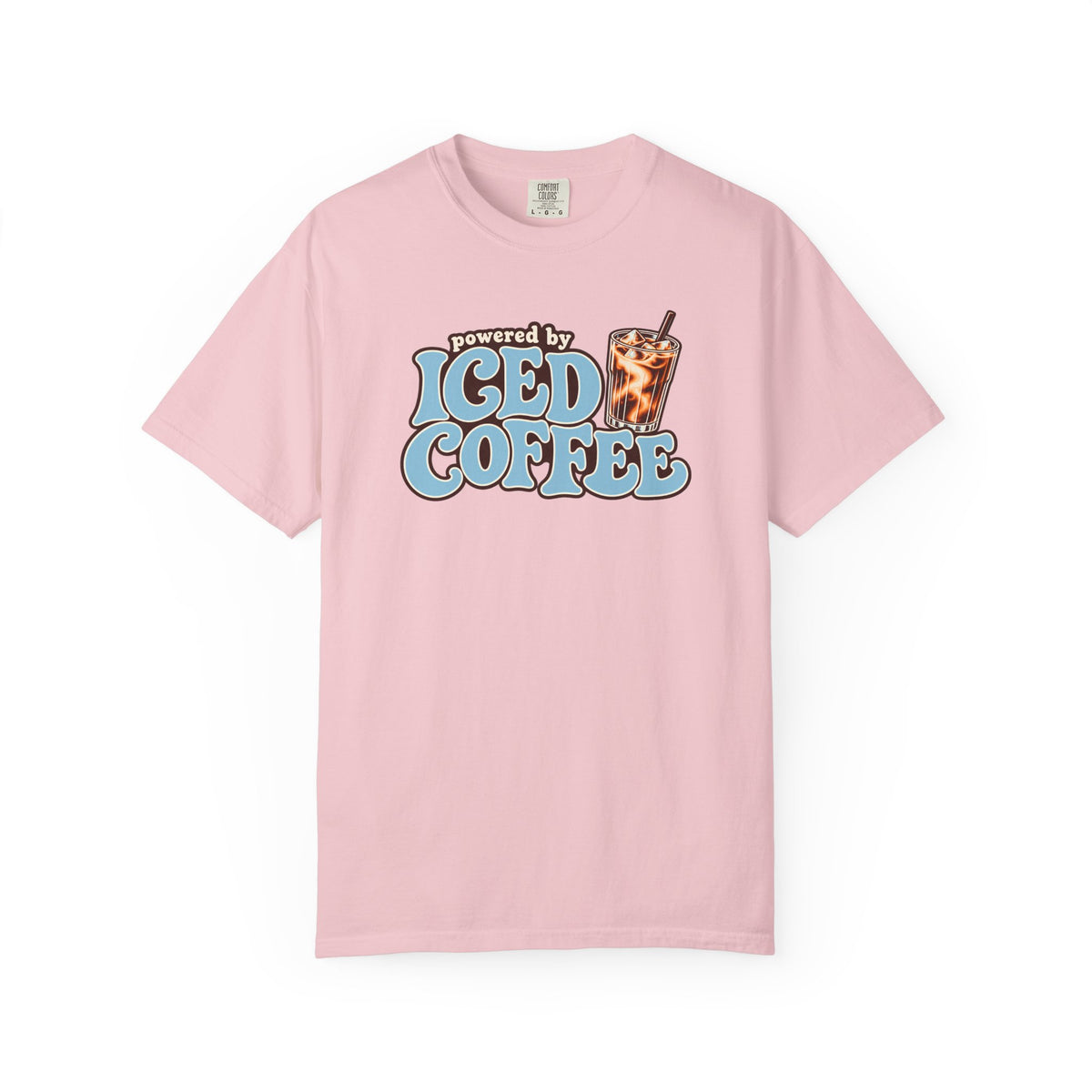 Iced Coffee Graphic T-Shirt — "Powered by Iced Coffee" Retro Coffee Tee
