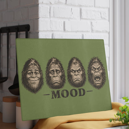 Glass Cutting Board — 'Mood' Bigfoot Sasquatch Faces Decorative Kitchen Board