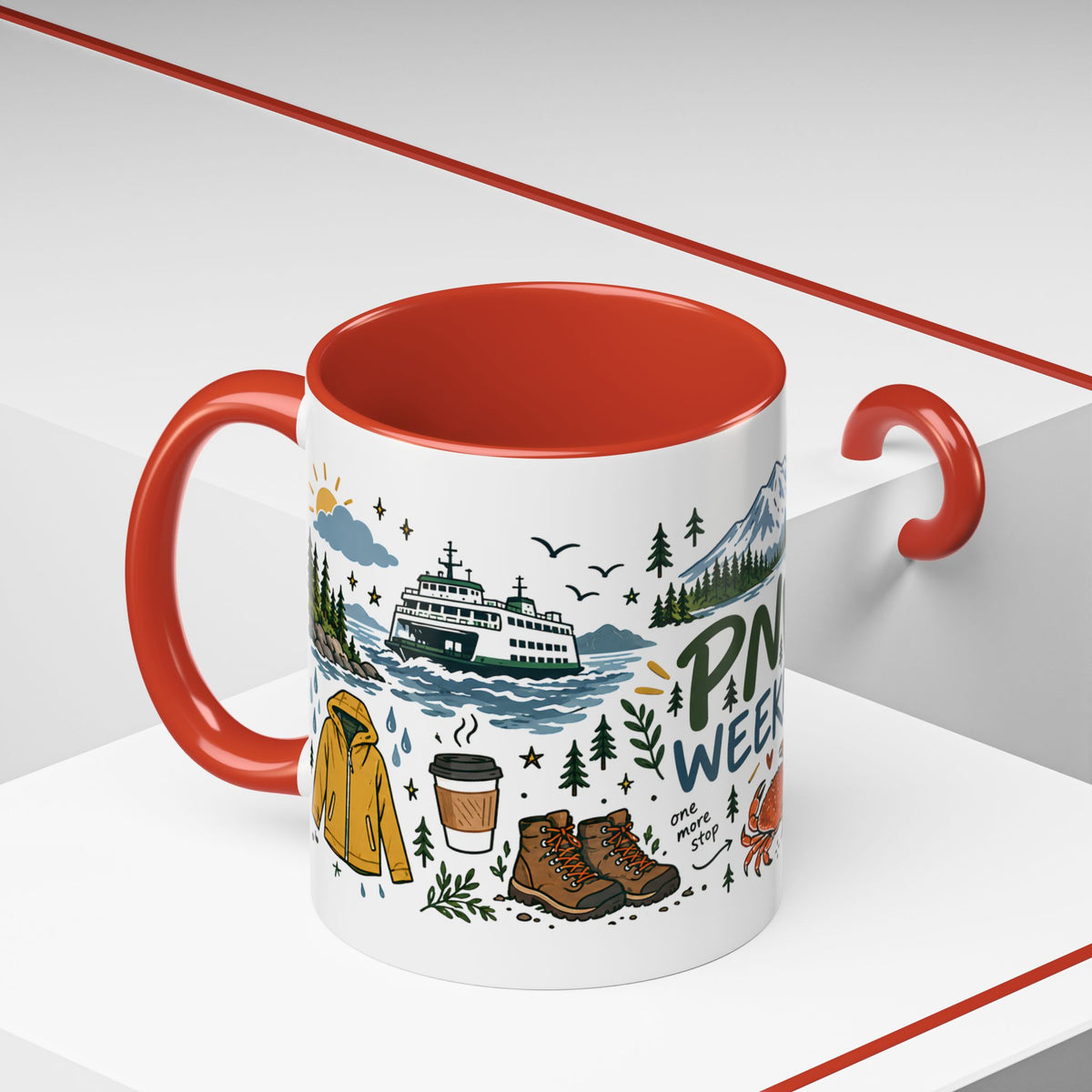 PNW Weekend Accent Coffee Mug — Pacific Northwest Adventure Travel Design (11/15 oz)