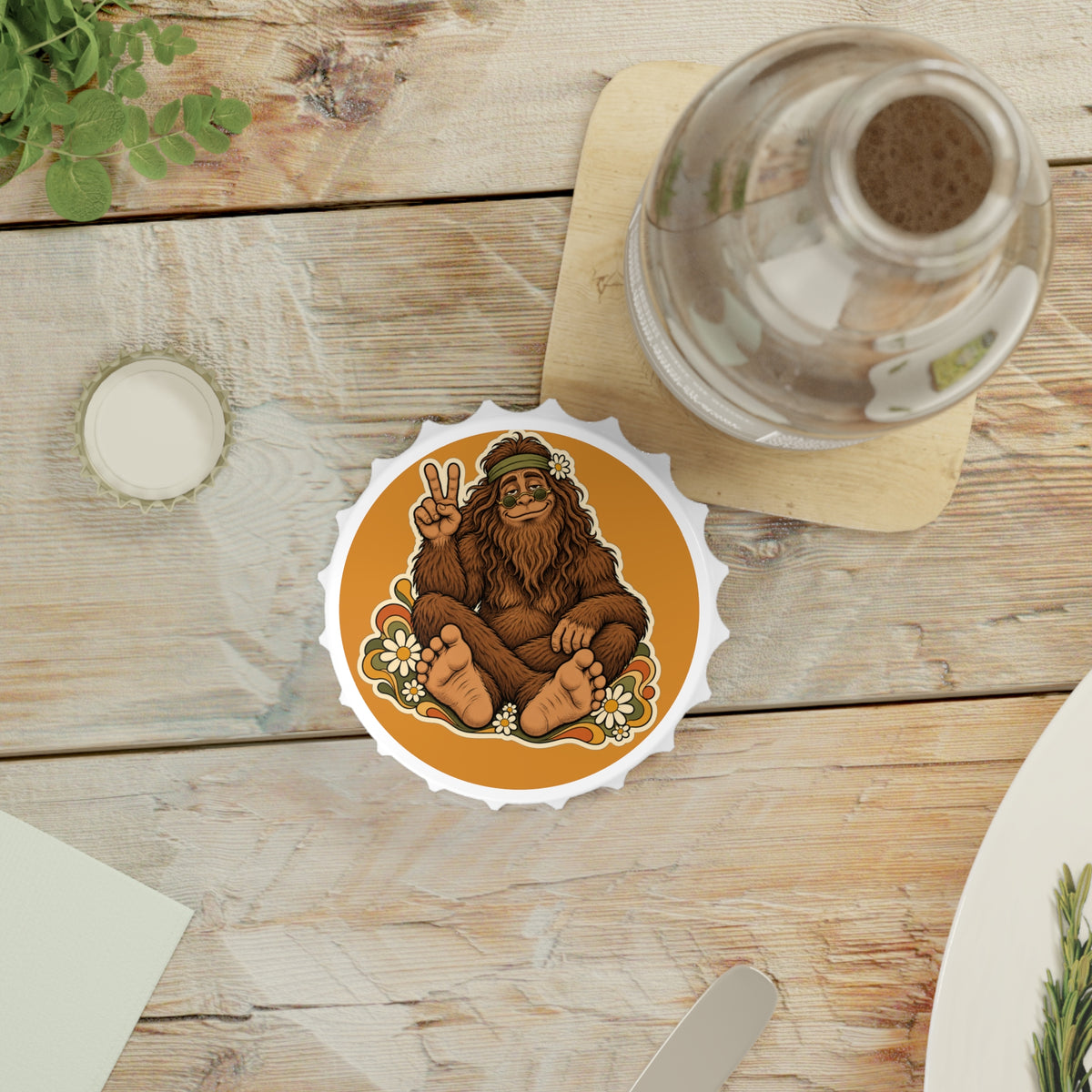Peace Sign Bigfoot Bottle Opener