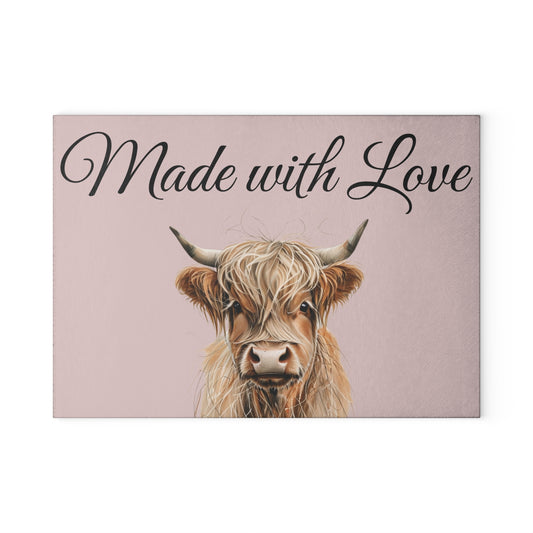 Highland Cow Personalized Glass Cutting Board | Kitchen Decor