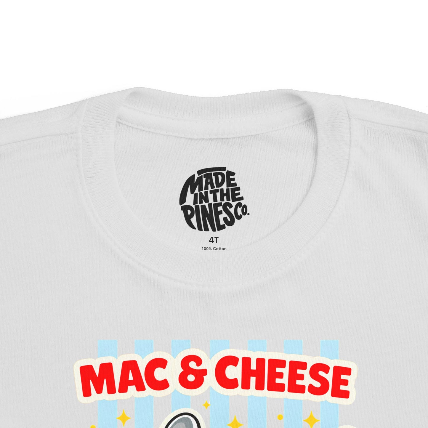 Mac & Cheese Club Toddler Tee — Cute Kids Food Graphic Shirt