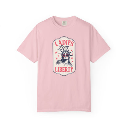 Ladies Love Liberty Statue of Liberty Tee — Fourth of July Independence Day