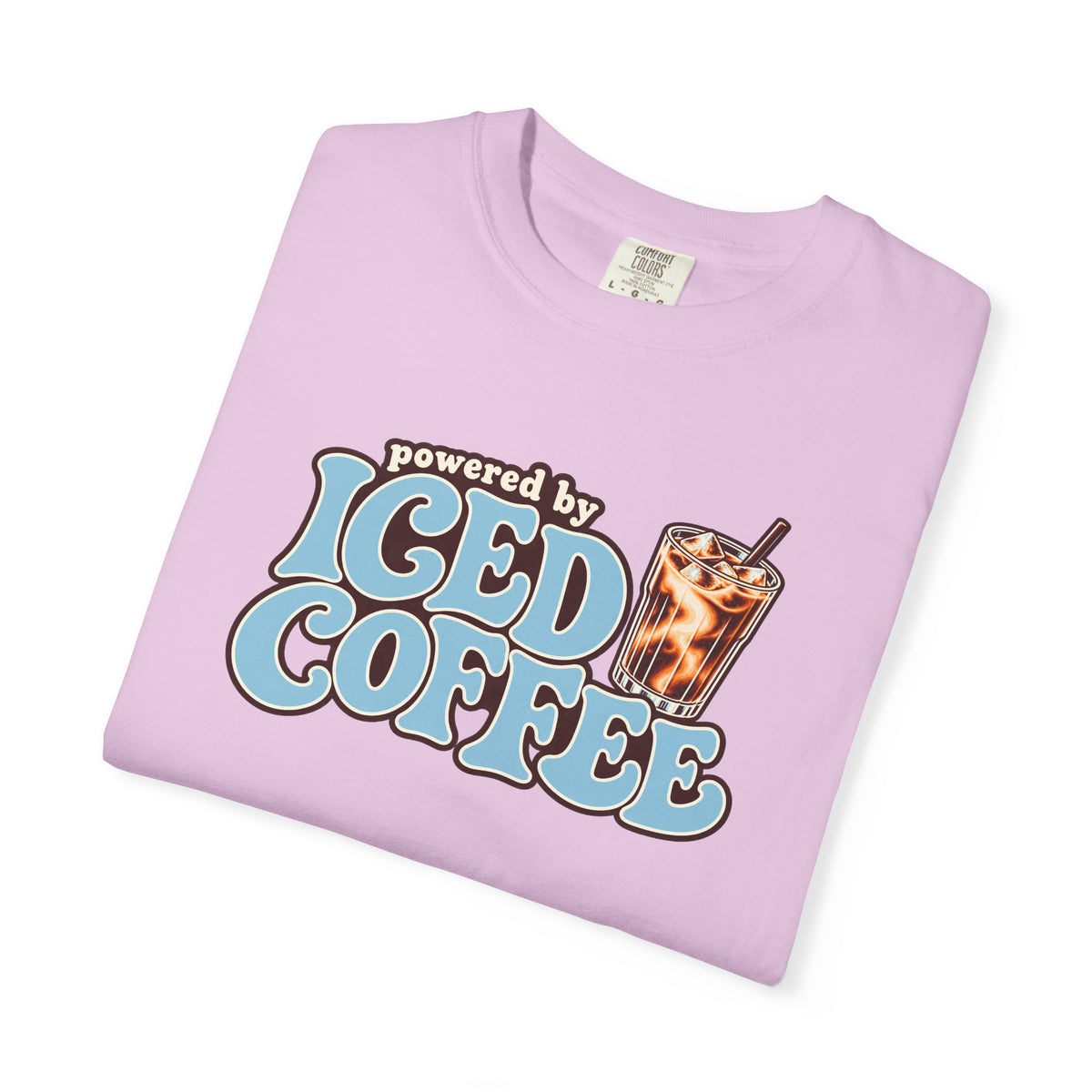Iced Coffee Graphic T-Shirt — "Powered by Iced Coffee" Retro Coffee Tee