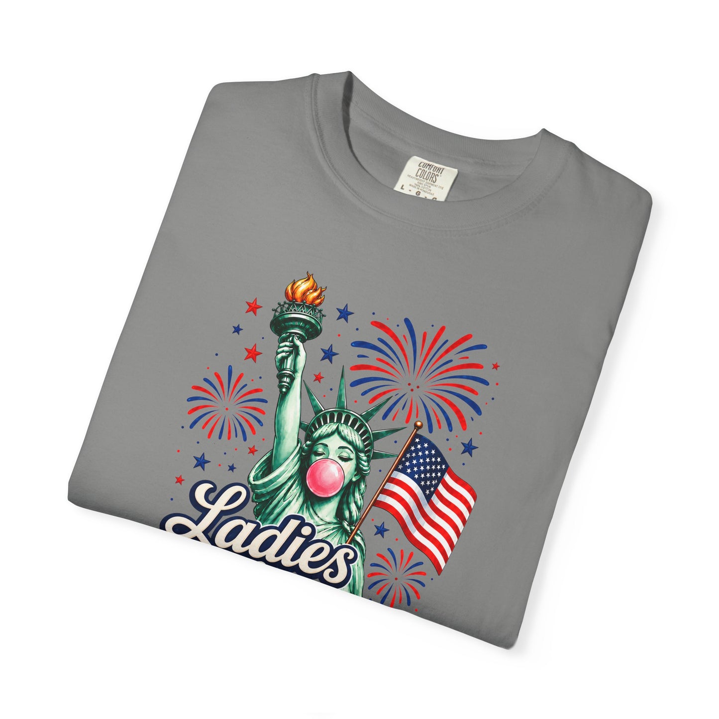 Ladies Love Liberty Statue of Liberty T-Shirt | American Flag Fireworks
