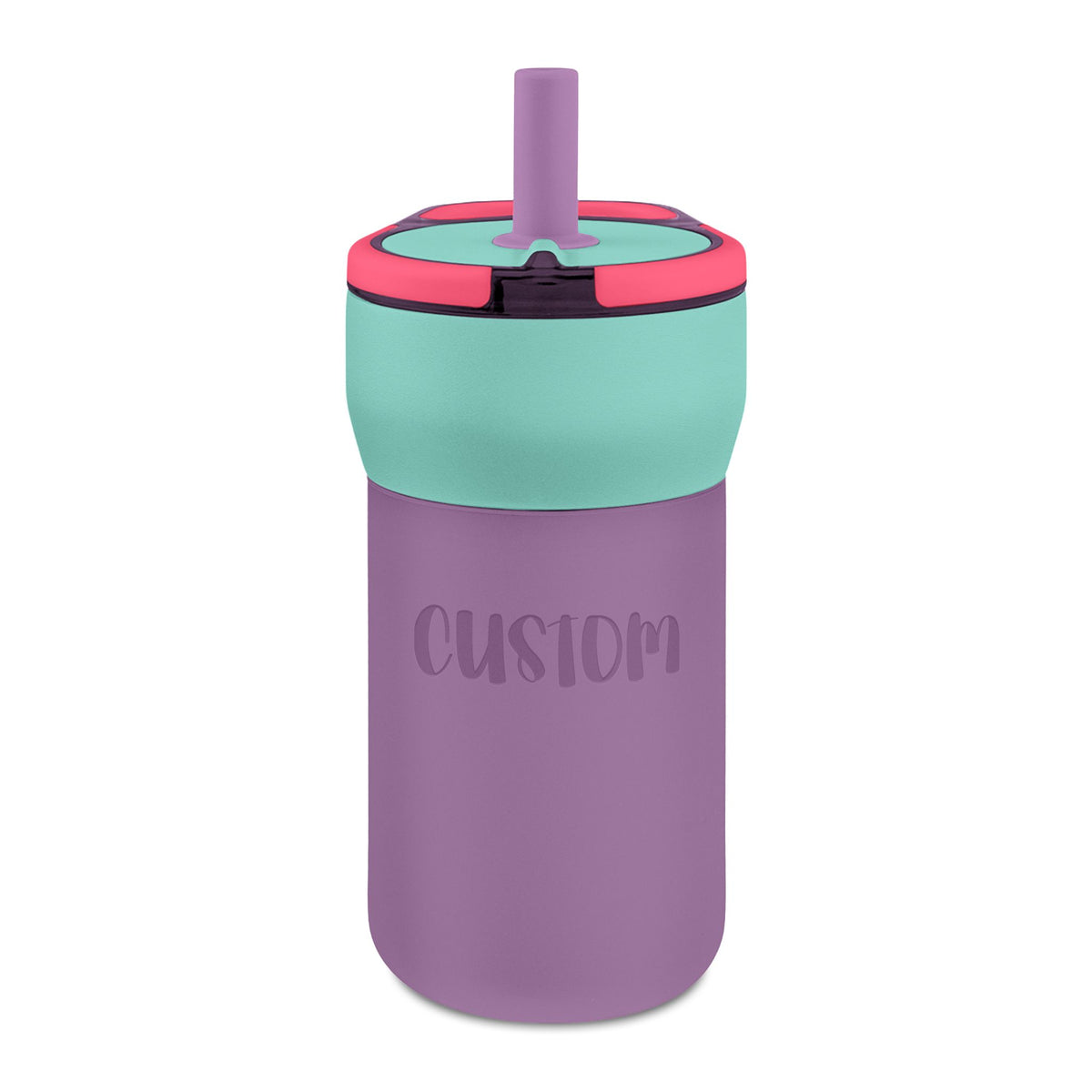 Kids Leakproof Straw Tumbler — 12oz Engraved Personalized Water Bottle