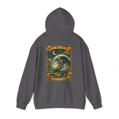 Tarot Surf Hoodie — The Wave Rider Skeleton Surfing Fish, Celestial Ocean Pullover