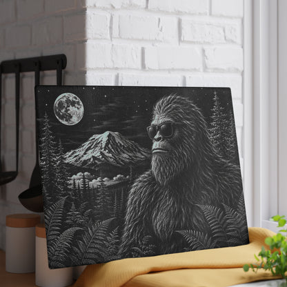 Glass Cutting Board — Sasquatch Forest Moon Design
