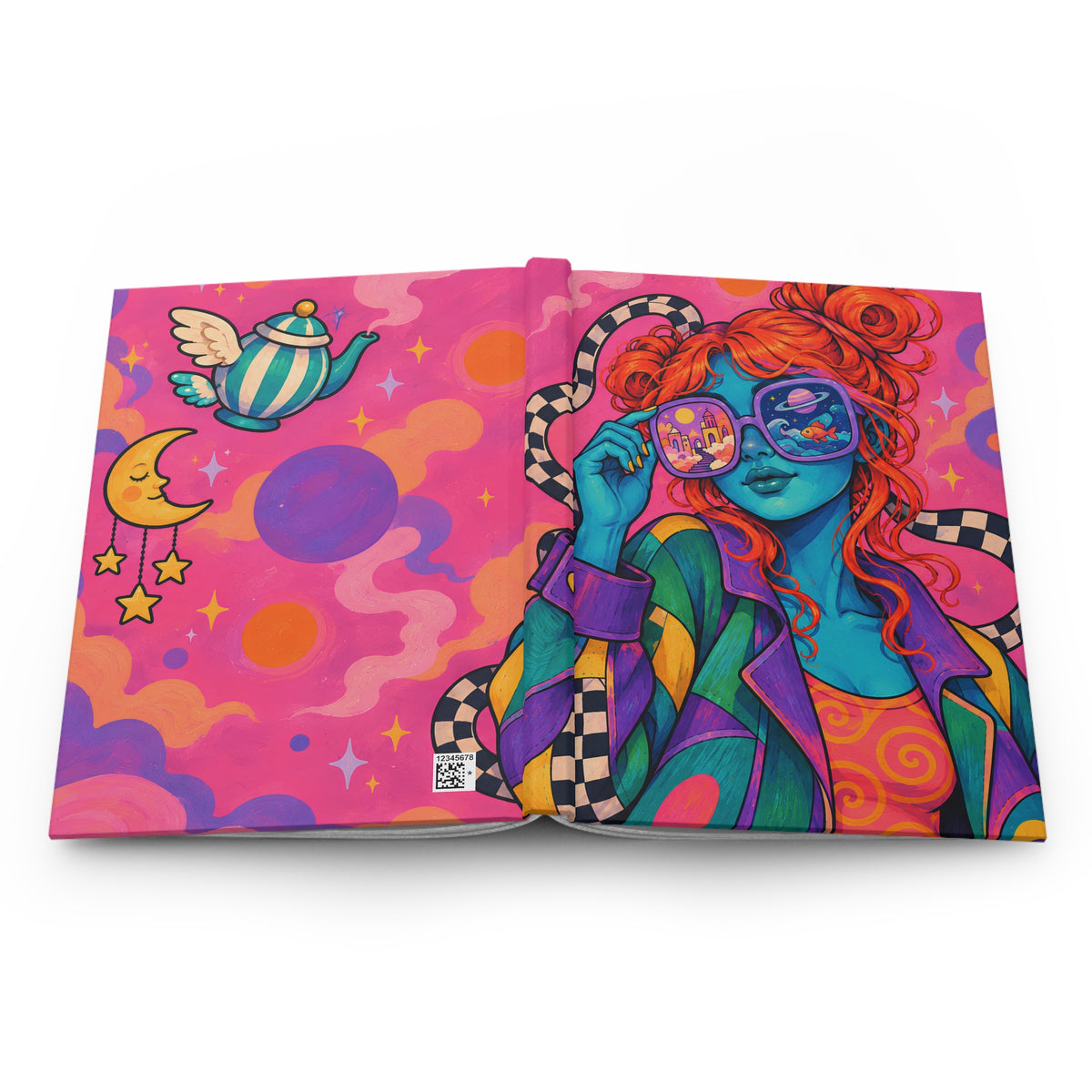 Psychedelic Space Girl Hardcover Journal — Lined Matte Notebook