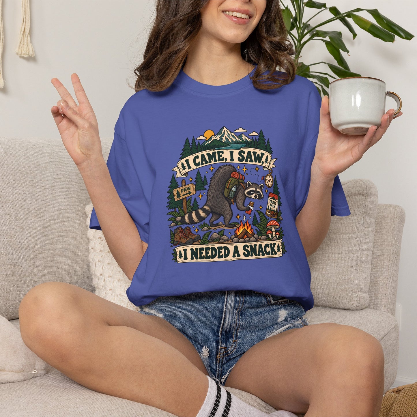 T-Shirt - 'I Came, I Saw, I Needed a Snack' Bear Camping Graphic