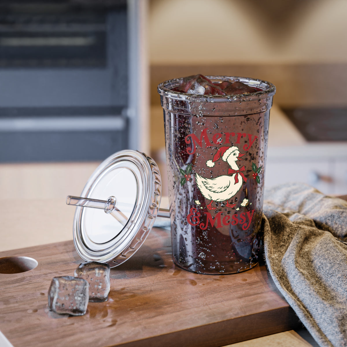 Merry & Messy Duck Acrylic Cup | Christmas Holiday Tumbler