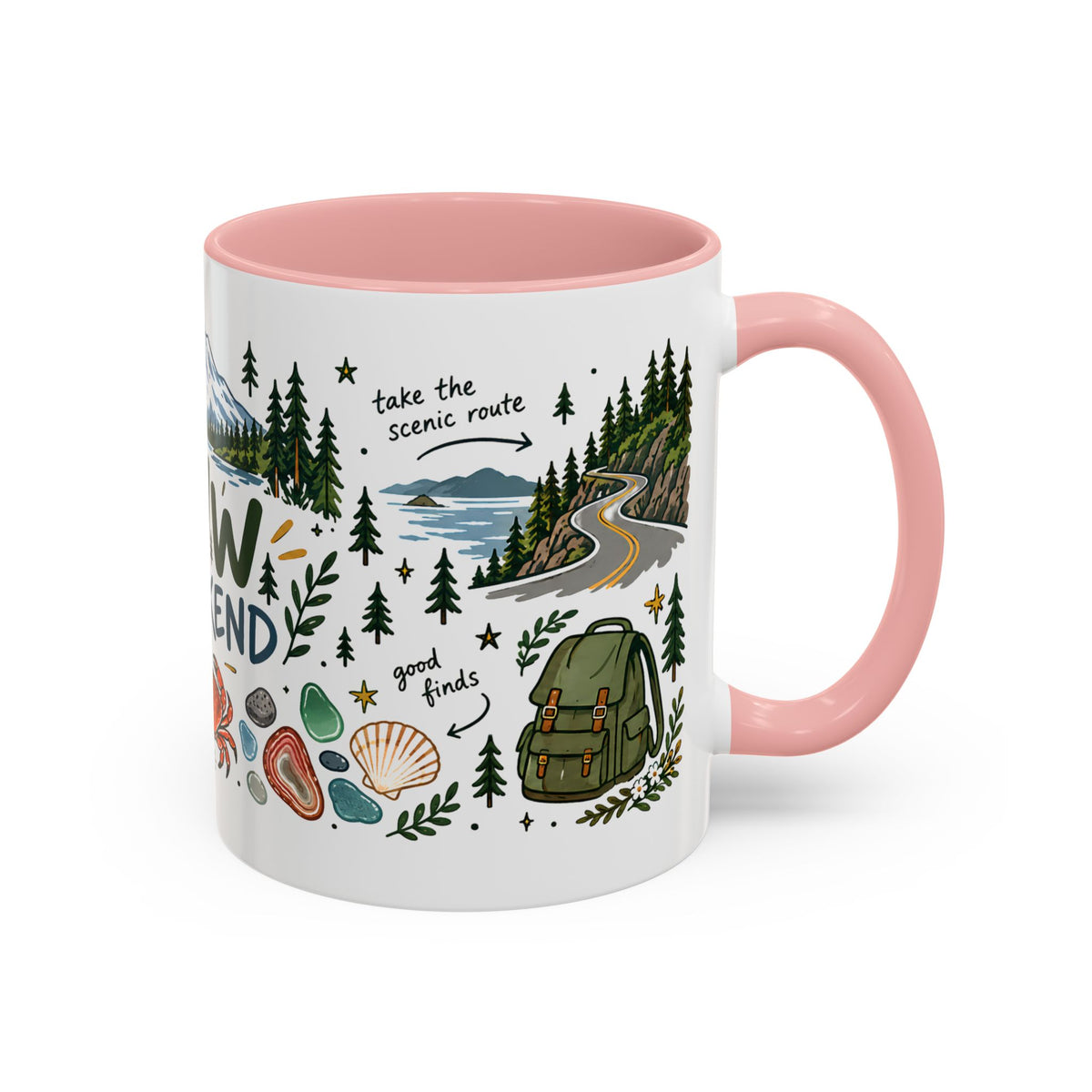 PNW Weekend Accent Coffee Mug — Pacific Northwest Adventure Travel Design (11/15 oz)