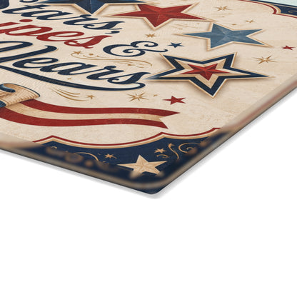 Stars Stripes 250 Years Glass Cutting Board | 1776-2026 Patriotic Kitchen