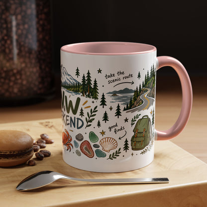 PNW Weekend Accent Coffee Mug — Pacific Northwest Adventure Travel Design (11/15 oz)