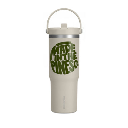 32oz Nomad Tumbler — "Made in the Pines" Green Logo Travel Mug