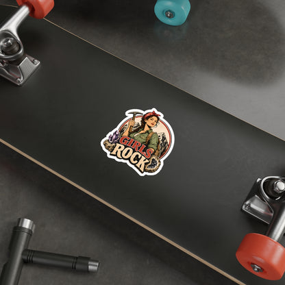 Retro Girls Rock Climbing Miner sticker | Rockhounding Mountain Nature Lover Die-Cut Sticker
