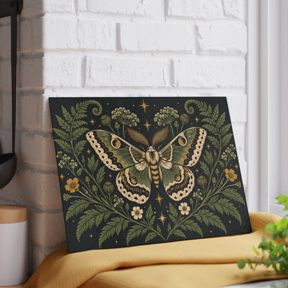 Glass Cutting Board — Vintage Moth & Fern Botanical Design