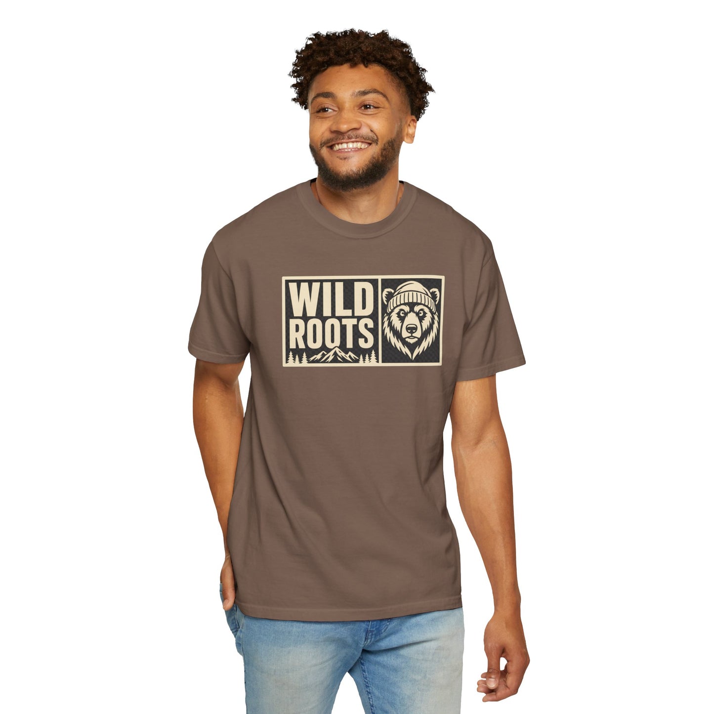 Wild Roots Bear Logo T-Shirt | Mountain Nature Outdoors, Comfort Colors