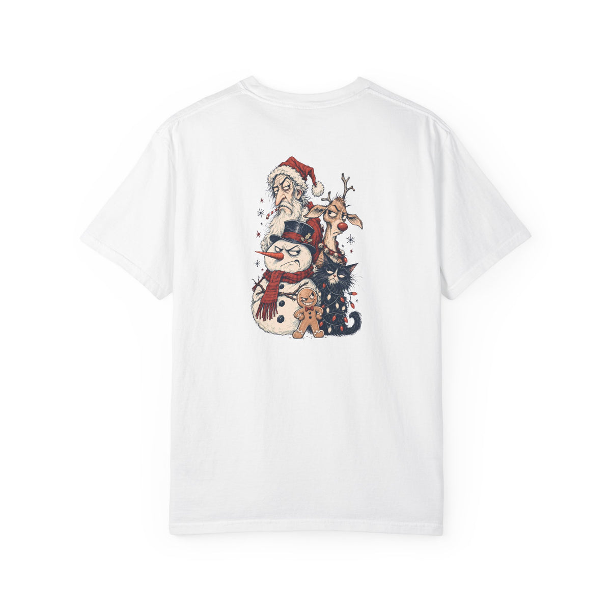 Santa, Snowman & Reindeer Christmas Stack T-shirt | Holiday Character Tee