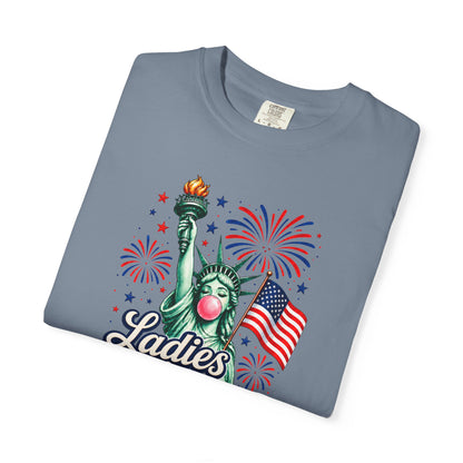 Ladies Love Liberty Statue of Liberty T-Shirt | American Flag Fireworks