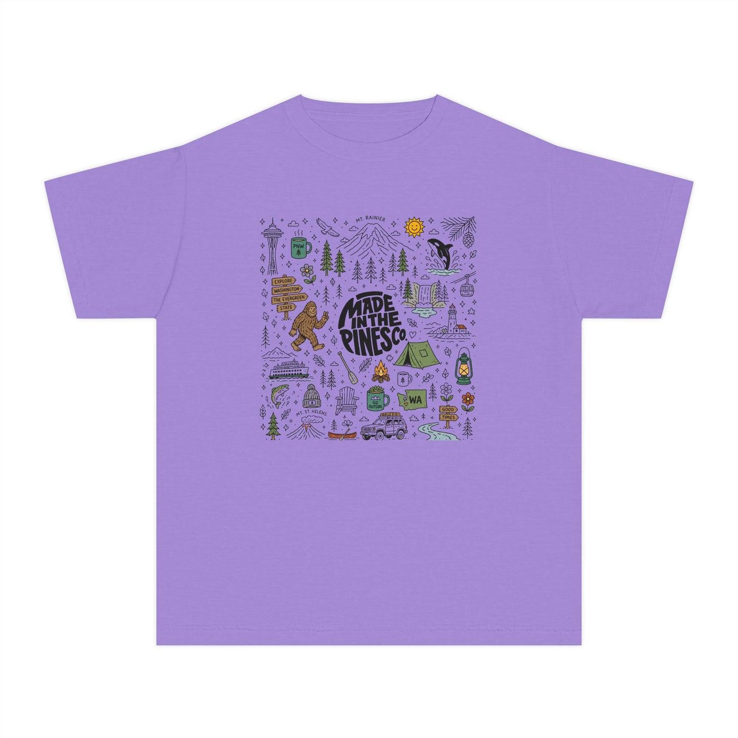 Pacific Northwest Pines Doodle Youth Tee