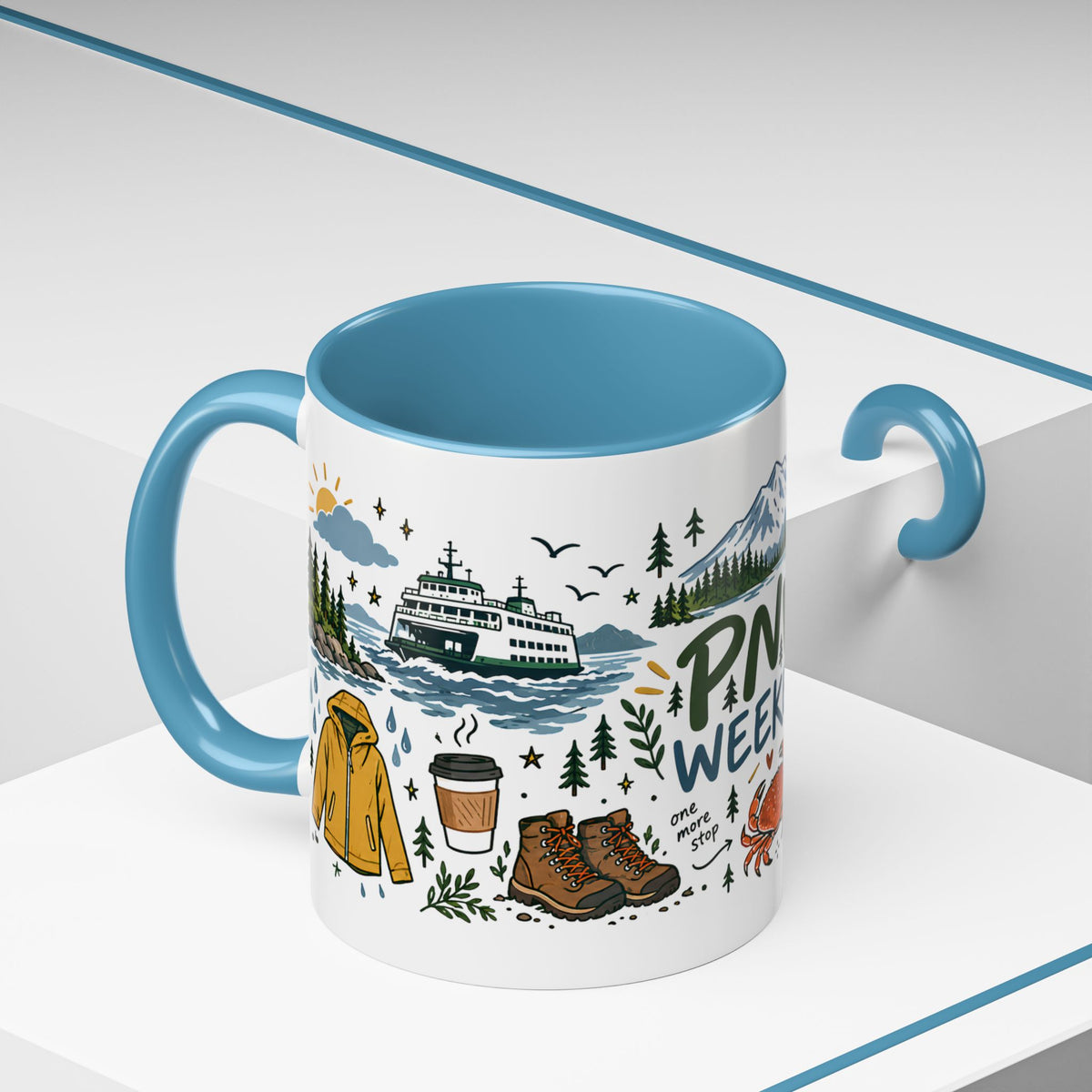 PNW Weekend Accent Coffee Mug — Pacific Northwest Adventure Travel Design (11/15 oz)