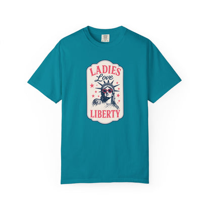 Ladies Love Liberty Statue of Liberty Tee — Fourth of July Independence Day